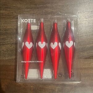 Ikea Kotte Edholm/L Ullenius Red Christmas Ornaments White Hearts
